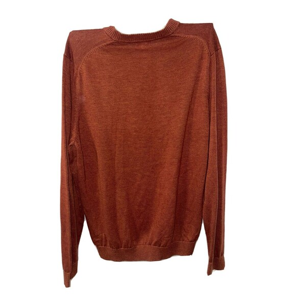 Van Heusen Brown Solid Cotton Acrylic Sweater Top Long Sleeve Size Medium - Picture 2 of 3